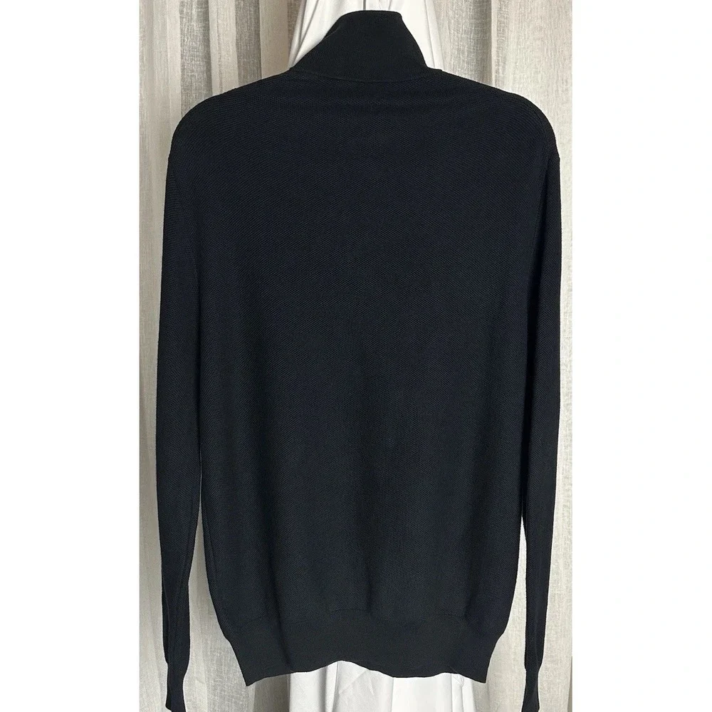 POLO RALPH LAUREN 1/4 Zip Pullover Men's XL Black Pima Cotton Sweater Sweatshirt
